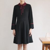 Zwart polyester schort Serveerster jurk Uniform