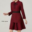 Tablier en polyester noir Uniforme de robe de serveuse