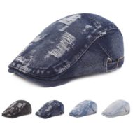 Zwarte katoenen hoed Blauwe denim baret