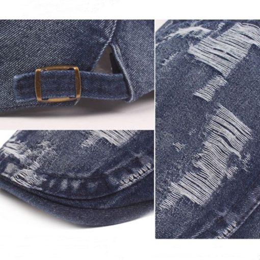 Zwarte katoenen hoed Blauwe denim baret