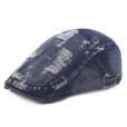 Zwarte katoenen hoed Blauwe denim baret