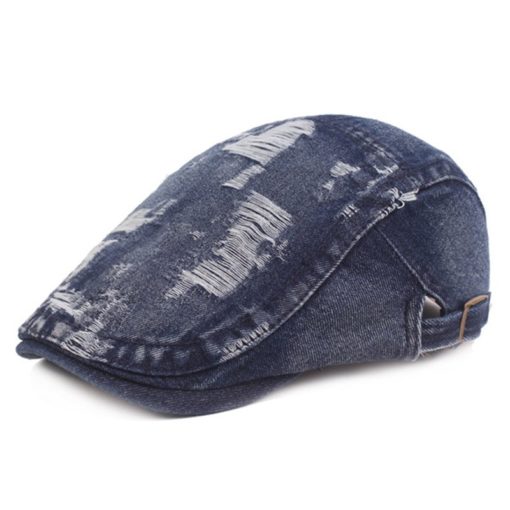 Chapeau noir en coton Béret en denim bleu