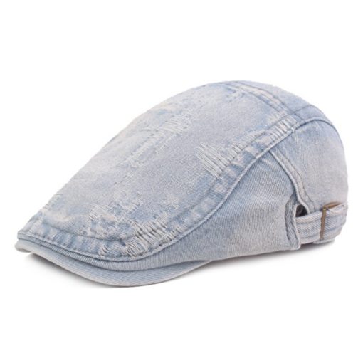 Zwarte katoenen hoed Blauwe denim baret