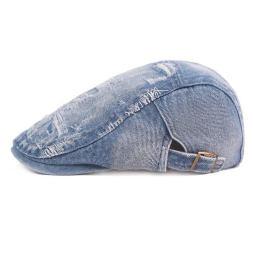 Zwarte katoenen hoed Blauwe denim baret