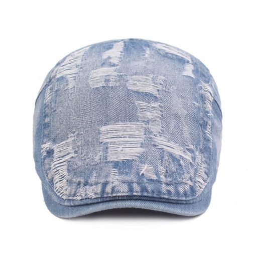 Chapeau noir en coton Béret en denim bleu