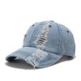 Blauwe denim baseballpet Zwarte hoed