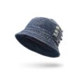 Chapeau seau en denim noir Casquette de pêche bleue pour le soleil