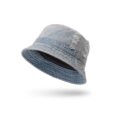 Zwarte denim bucket hoed Blauwe visserszonhoed