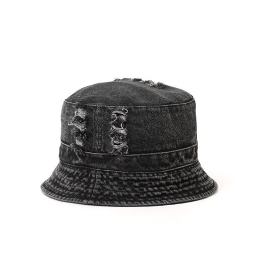 Zwarte denim bucket hoed Blauwe visserszonhoed