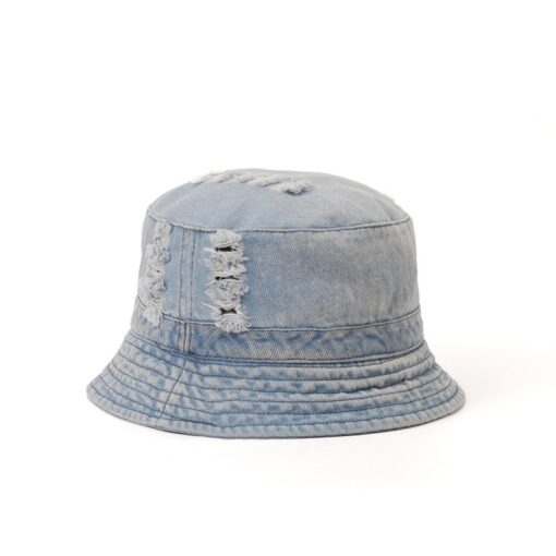 Chapeau seau en denim noir Casquette de pêche bleue pour le soleil