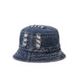 Zwarte denim bucket hoed Blauwe visserszonhoed