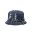 Chapeau seau en denim noir Casquette de pêche bleue pour le soleil