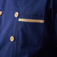 Veste de chef bleue à manches longues en polyester coton