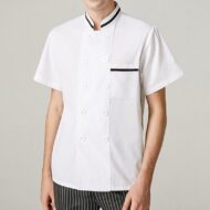 Chemise de chef à manches courtes en polyester coton blanc