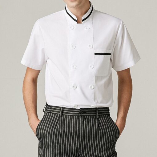 Wit Polyester Katoenen Kortemouwen Chef Shirt