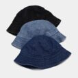 Chapeau seau en denim bleu Chapeau rond noir pour le soleil