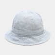 Blauwe denim bucket hoed zwarte ronde zonnehoed