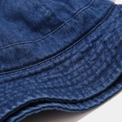 Chapeau seau en denim bleu Chapeau rond noir pour le soleil