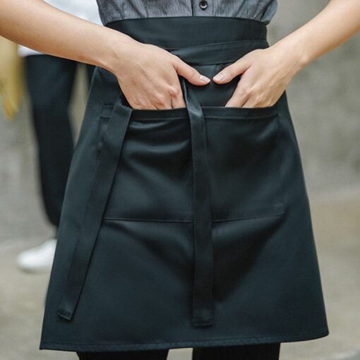 Tablier de taille noir et blanc en polyester coton Uniforme culinaire