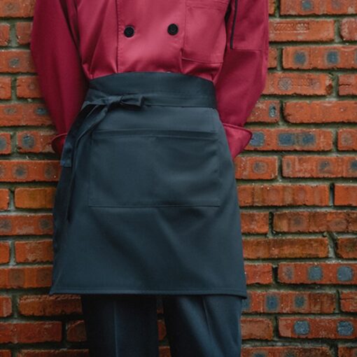 Tablier de taille noir et blanc en polyester coton Uniforme culinaire