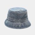 Blauwe denim bucket hoed ronde outdoor visserspet