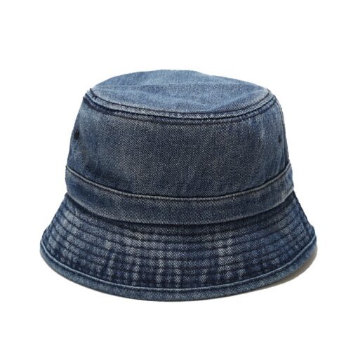 Blauwe denim bucket hoed ronde outdoor visserspet