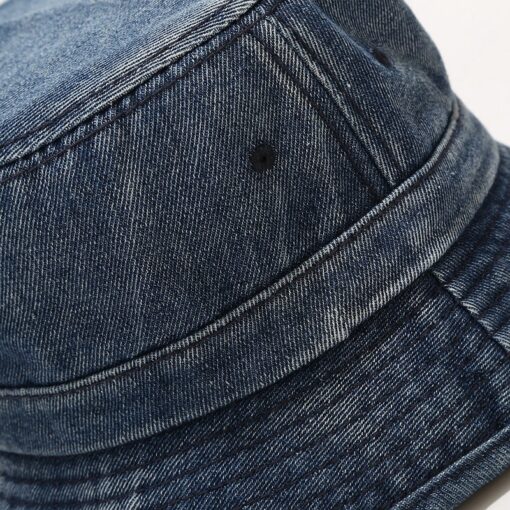 Blauwe denim bucket hoed ronde outdoor visserspet