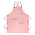 Tablier en coton Rose Gris et Bleu avec des bretelles croisées