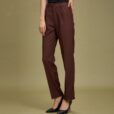 Pantalon long noir pour femme Uniforme d'hospitalité marron