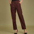 Pantalon long noir pour femme Uniforme d'hospitalité marron