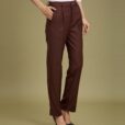 Pantalon long noir pour femme Uniforme d'hospitalité marron