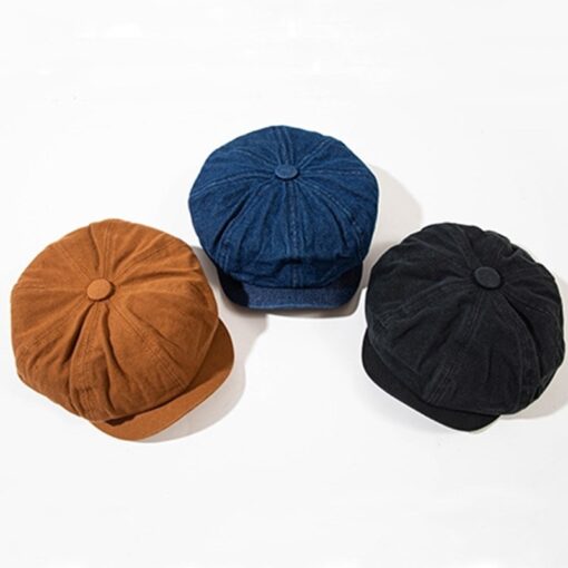 Beret en coton marron Chapeau de soleil bleu