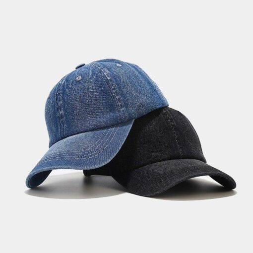 Zwarte Blauwe Denim Baseballpet Verstelbare Cap