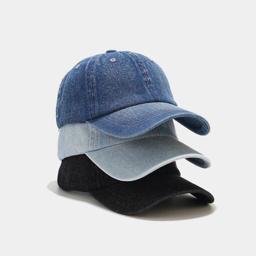 Zwarte Blauwe Denim Baseballpet Verstelbare Cap