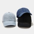 Zwarte Blauwe Denim Baseballpet Verstelbare Cap