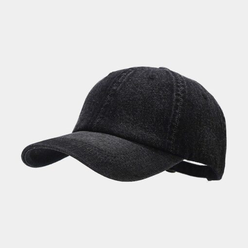 Zwarte Blauwe Denim Baseballpet Verstelbare Cap