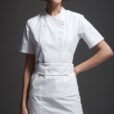 Chemise de chef femme en polyester coton noire et blanche