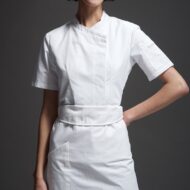Zwart Wit Polyester Katoenen Dames Chef Shirt