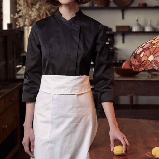 Zwart Wit Polyester Katoenen Dames Chef Shirt