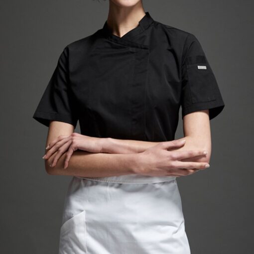 Zwart Wit Polyester Katoenen Dames Chef Shirt