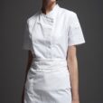 Chemise de chef femme en polyester coton noire et blanche