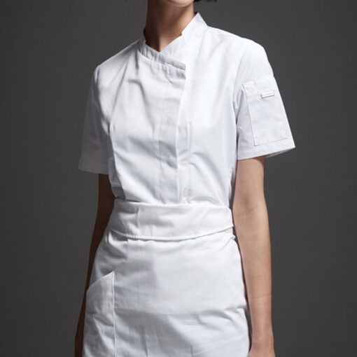 Chemise de chef femme en polyester coton noire et blanche