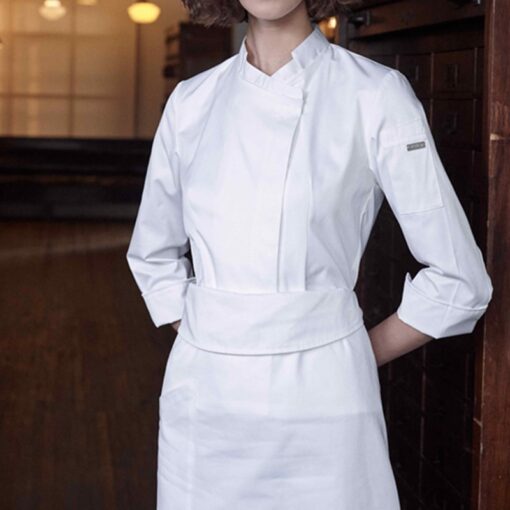 Zwart Wit Polyester Katoenen Dames Chef Shirt