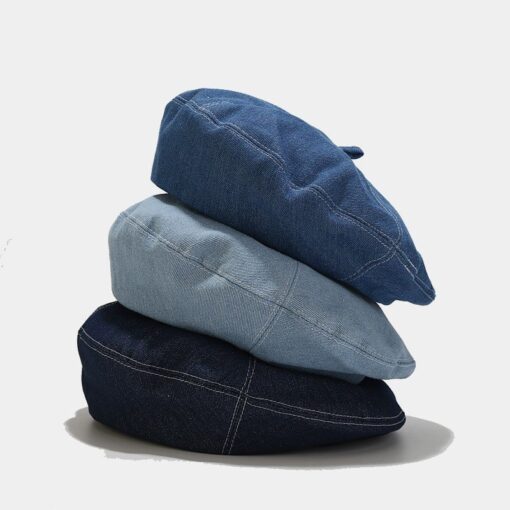 Beret en denim bleu Chapeau de soleil extérieur