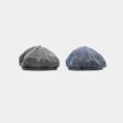 Blue Denim Beret Black Sun Hat Round Cap