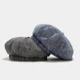 Beret en denim bleu, chapeau de soleil noir Casquette ronde