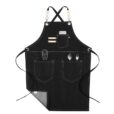 Tablier en denim noir pour tenue de travail de barbier et fleuriste