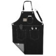 Tablier en denim noir pour tenue de travail de barbier et fleuriste
