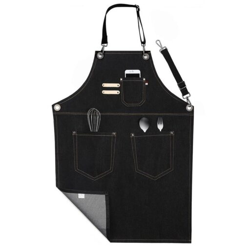 Black Denim Apron Barber Florist Workwear