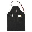 Tablier en denim noir pour tenue de travail de barbier et fleuriste